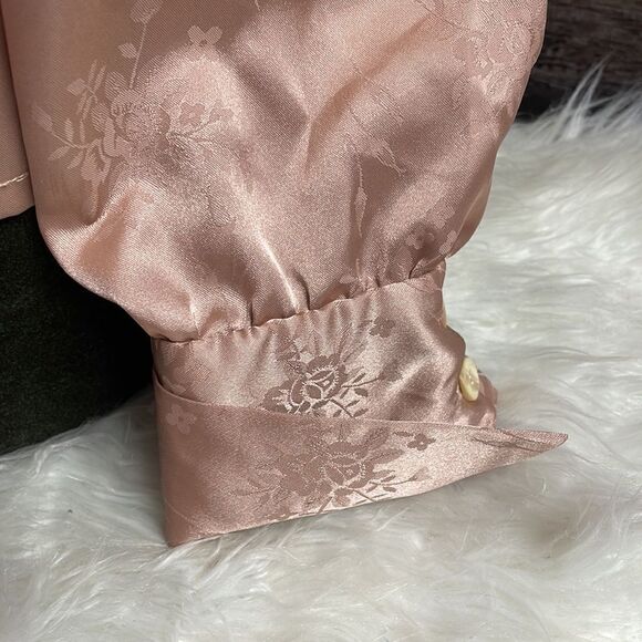 Beautiful Handmade Button Up Blouse, Dusty Rose Silk Feel, Description for Size - Picture 3 of 9